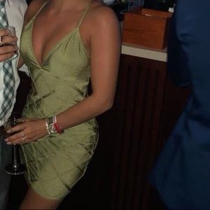 REVOLVE Green Bandage Mini Dress